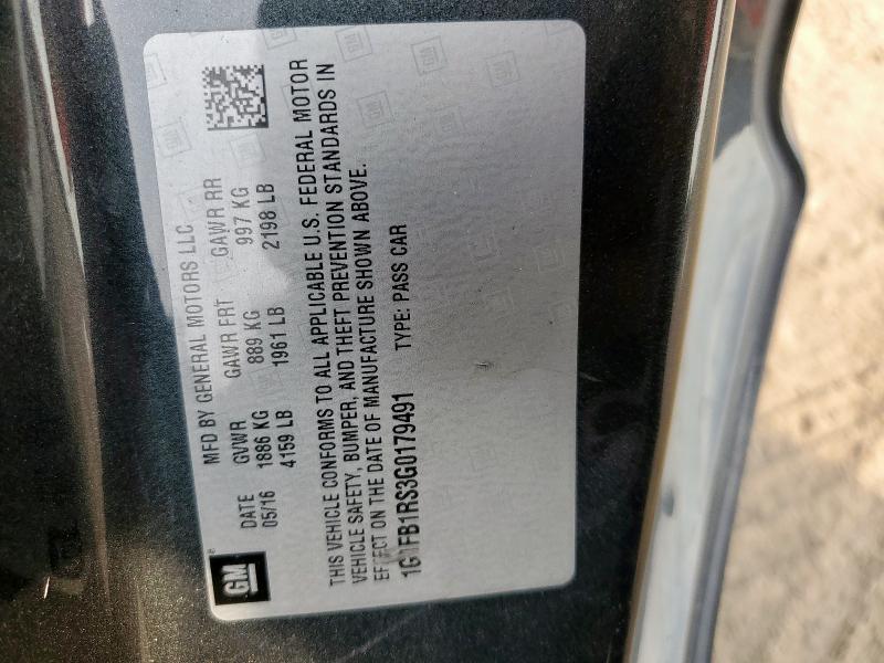 2016 CHEVROLET CAMARO LT 1G1FB1RS3G0179491