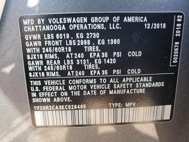 2019 VOLKSWAGEN ATLAS S 1V2GR2CA3KC526465