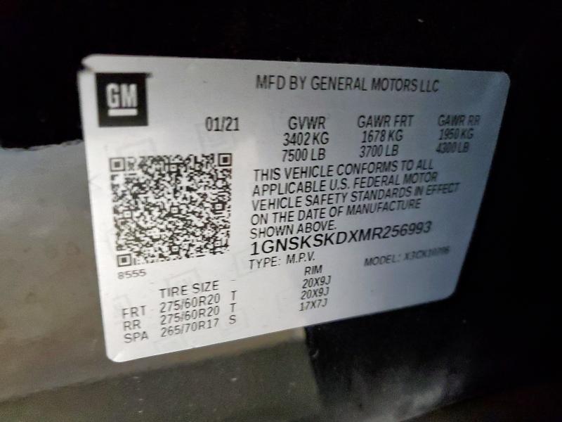 2021 CHEVROLET TAHOE K150 1GNSKSKDXMR256993