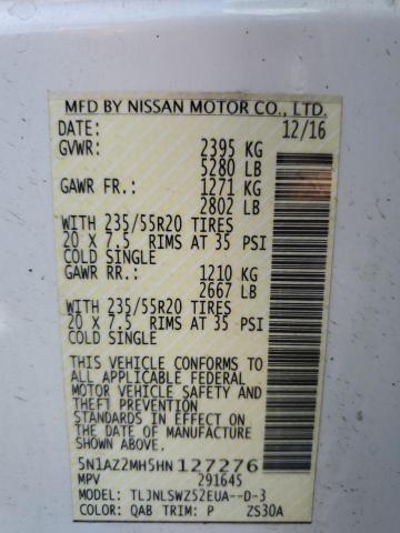 2017 NISSAN MURANO S 5N1AZ2MH5HN127276