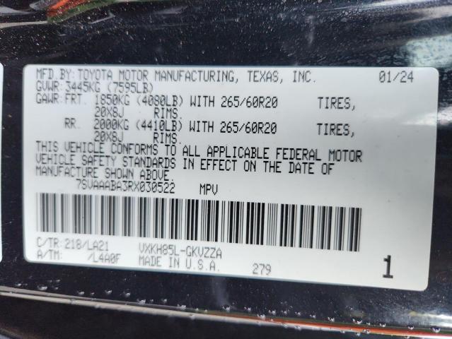 2024 TOYOTA SEQUOIA SR 7SVAAABA3RX030522