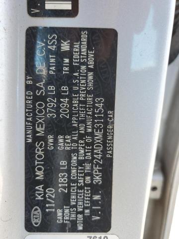 2021 KIA FORTE FE 3KPF24ADXME311543
