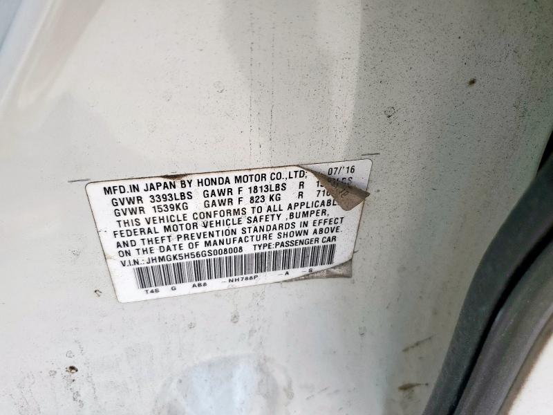 2016 HONDA FIT LX JHMGK5H56GS008008