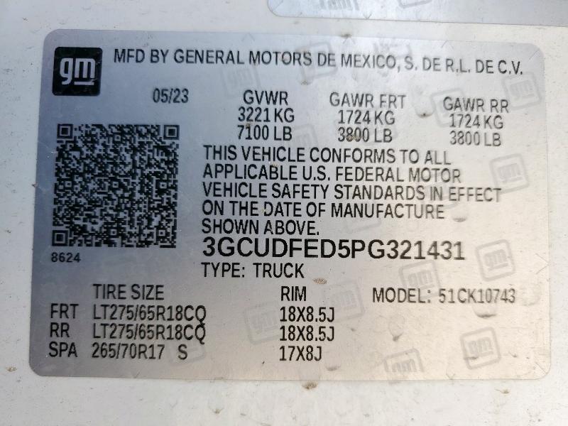 2023 CHEVROLET SILVERADO 3GCUDFED5PG321431