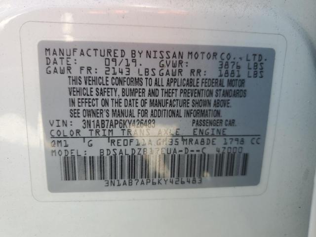 2019 NISSAN SENTRA S 3N1AB7AP6KY426483