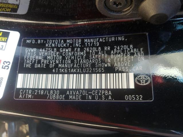 2020 TOYOTA CAMRY XSE 4T1K61AKXLU321565