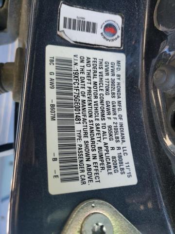 2016 HONDA CIVIC EXL 19XFC1F75GE001481