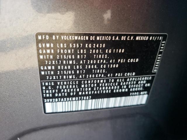 2019 VOLKSWAGEN TIGUAN SE 3VV2B7AX9KM077667