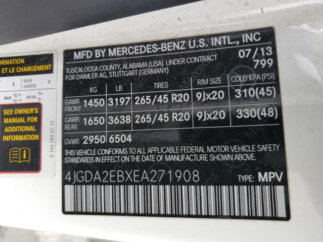 2014 MERCEDES-BENZ ML 350 BLU - 4JGDA2EBXEA271908