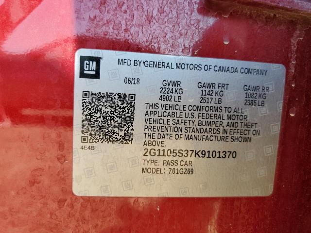 2019 CHEVROLET IMPALA PRE 2G1105S37K9101370