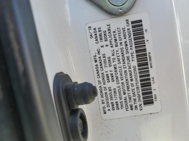2018 HONDA CIVIC EXL 2HGFC3B79JH352960