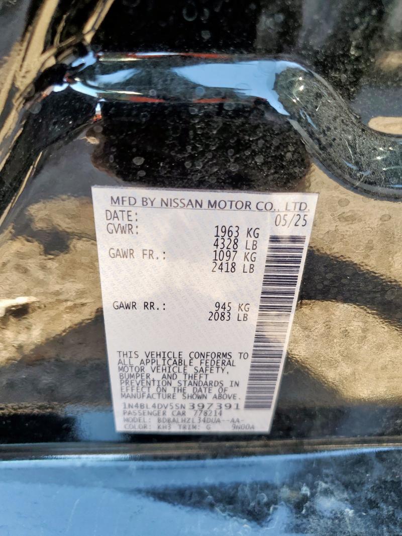 2025 NISSAN ALTIMA SV 1N4BL4DV5SN397391