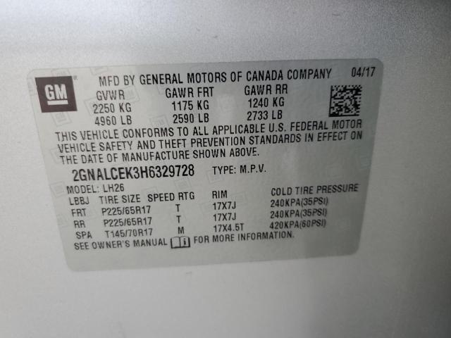 2017 CHEVROLET EQUINOX LT 2GNALCEK3H6329728