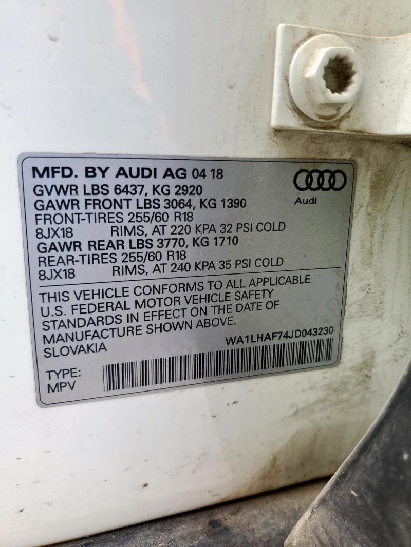 2018 AUDI Q7 PREMIUM WA1LHAF74JD043230