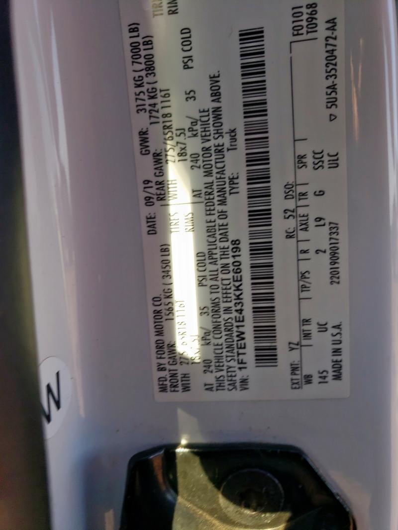 2019 FORD F150 SUPER #3286645334