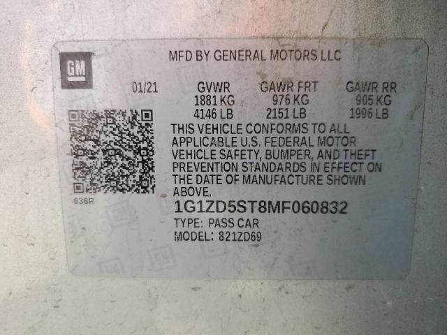 2021 CHEVROLET MALIBU LT - 1G1ZD5ST8MF060832