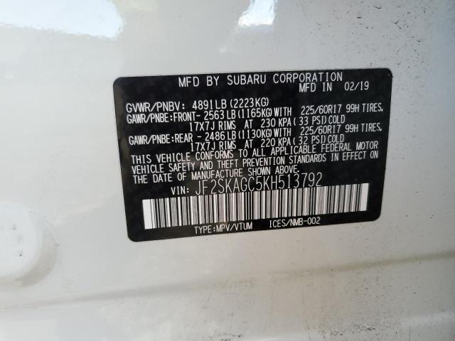 2019 SUBARU FORESTER P JF2SKAGC5KH513792