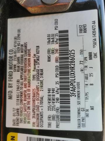 2017 FORD FUSION SE - 3FA6P0LUXHR286025