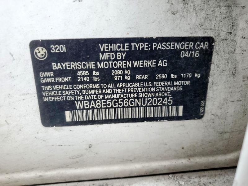 2016 BMW 320 XI WBA8E5G56GNU20245