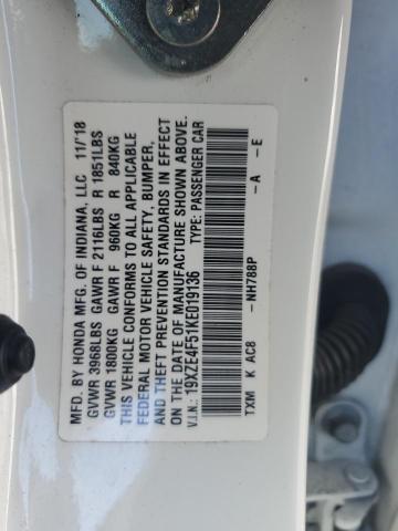 2019 HONDA INSIGHT 19XZE4F51KE019136