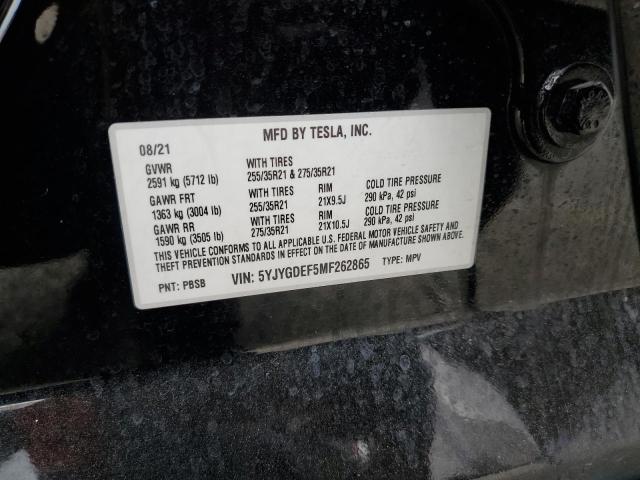 2021 TESLA MODEL Y 5YJYGDEF5MF262865