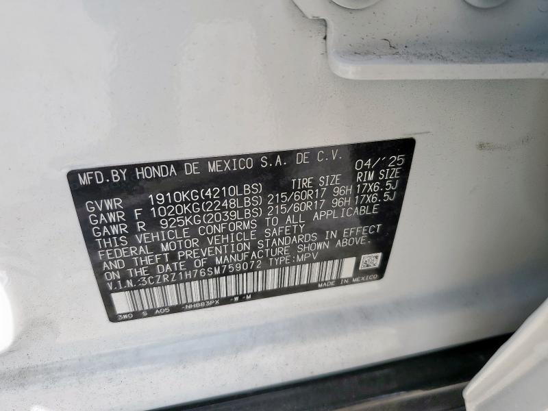 2025 HONDA HR-V EXL 3CZRZ1H76SM759072