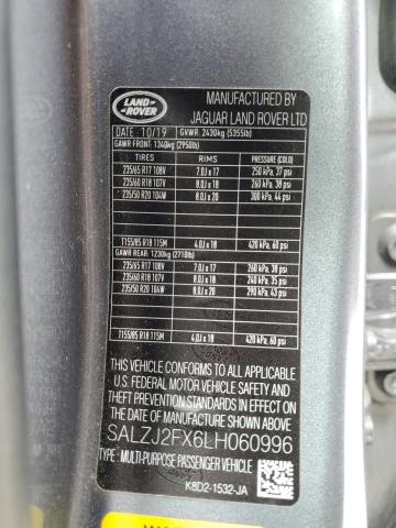 2020 LAND ROVER RANGE ROVER EVOQUE S SALZJ2FX6LH060996