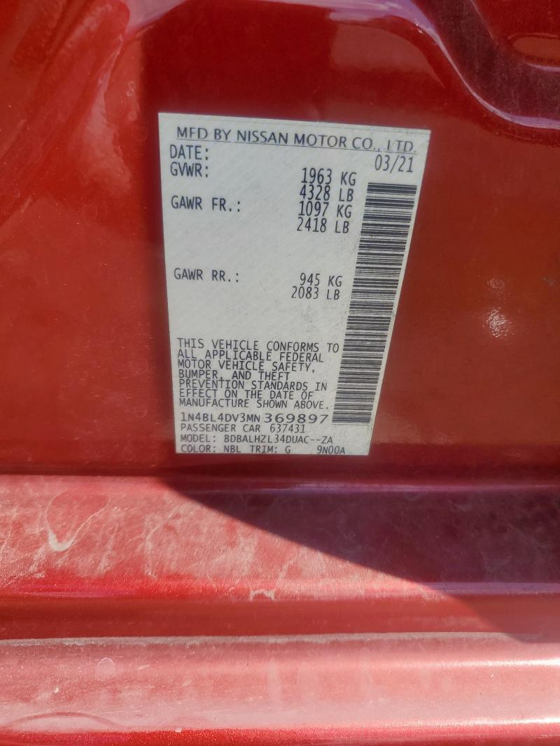 2021 NISSAN ALTIMA SV - 1N4BL4DV3MN369897