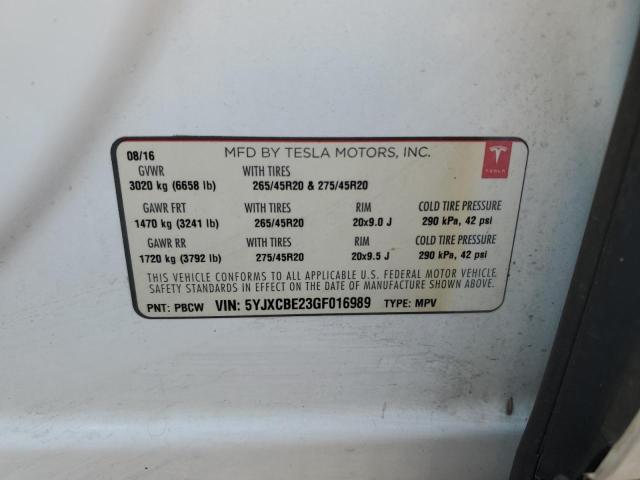 2016 TESLA MODEL X 5YJXCBE23GF016989
