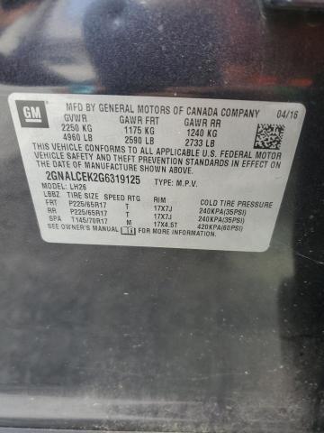 2016 CHEVROLET EQUINOX LT 2GNALCEK2G6319125
