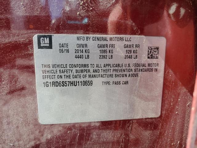 2017 CHEVROLET VOLT PREMIER 1G1RD6S57HU110659