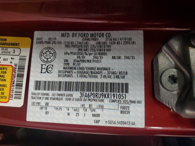 2019 FORD FUSION TIT 3FA6P0RU9KR191051