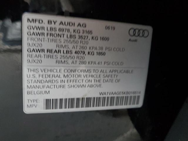 2019 AUDI E-TRON PRESTIGE WA1VAAGE5KB016514