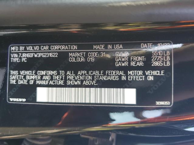 2023 VOLVO S60 PLUS 7JRH60FW3PG231622
