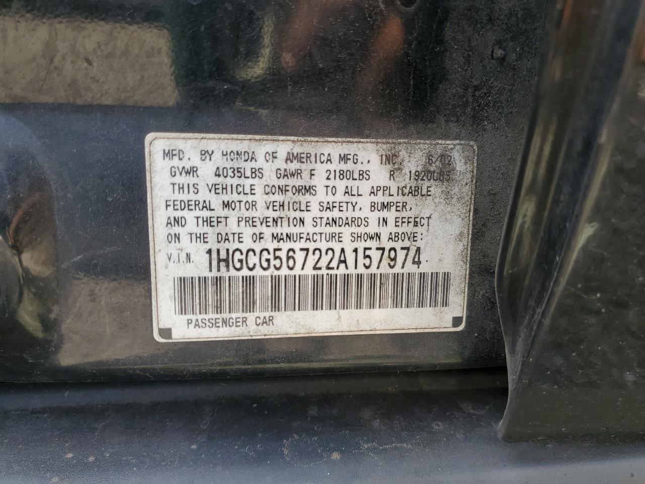 Lot #3312424618 2002 HONDA ACCORD