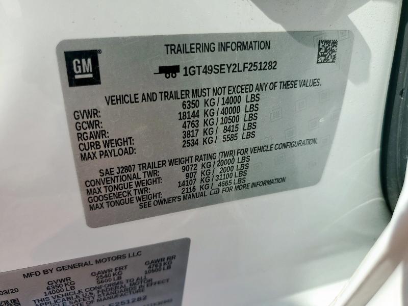 2020 GMC SIERRA K35 1GT49SEY2LF251282
