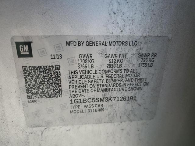 2019 CHEVROLET CRUZE LS 1G1BC5SM3K7126191