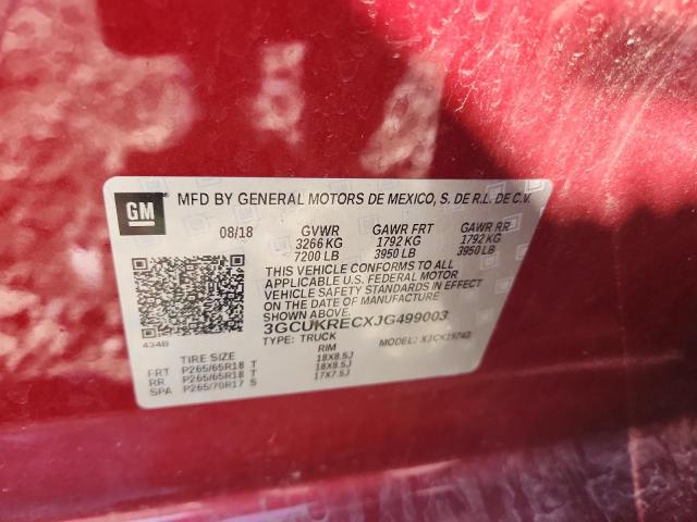 2018 CHEVROLET SLVRD 1500 - 3GCUKRECXJG499003