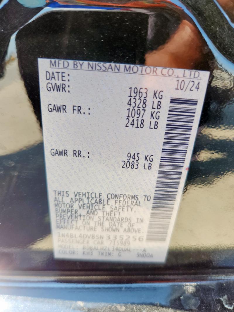 2025 NISSAN ALTIMA 1N4BL4DV8SN335256