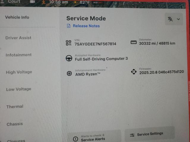 2022 TESLA MODEL Y 7SAYGDEE7NF567814
