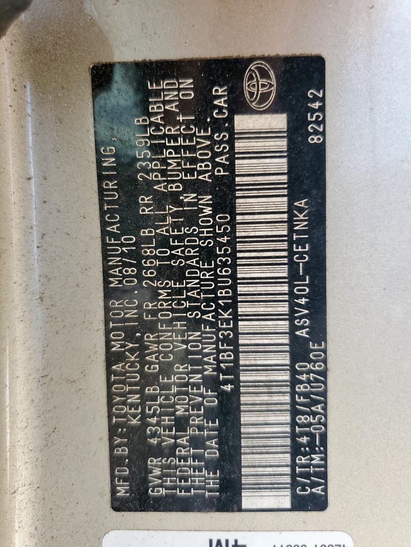 2011 TOYOTA CAMRY BASE - 4T1BF3EK1BU635450