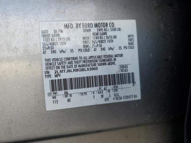 2016 LINCOLN MKX RESERVE 2LMTJ6LR8GBL53960