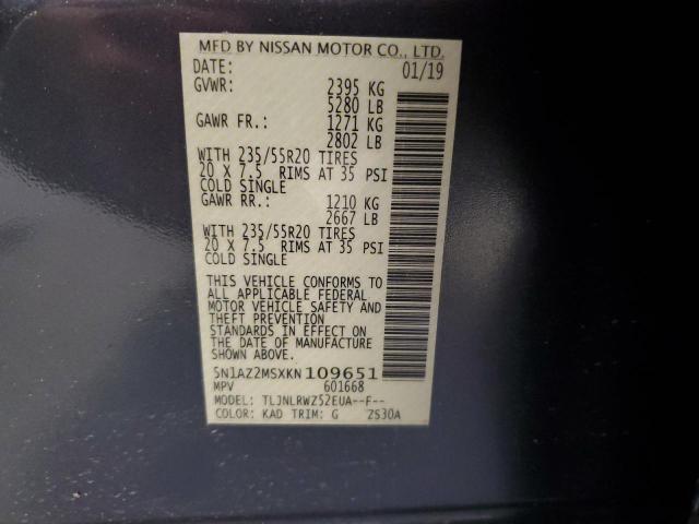 2019 NISSAN MURANO S 5N1AZ2MSXKN109651