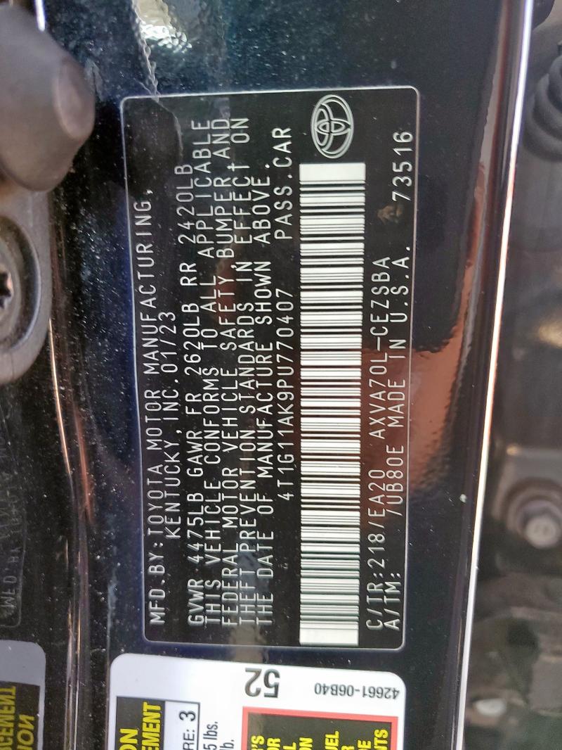 2023 TOYOTA CAMRY SE N 4T1G11AK9PU770407
