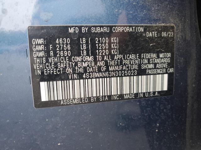 2022 SUBARU LEGACY LIM 4S3BWAN63N3025023