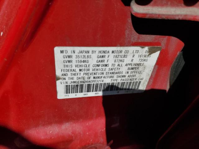 2010 HONDA FIT - JHMGE8H26AC003214
