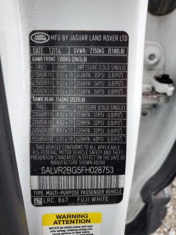 2015 LAND ROVER RANGE ROVE SALVR2BG5FH028753
