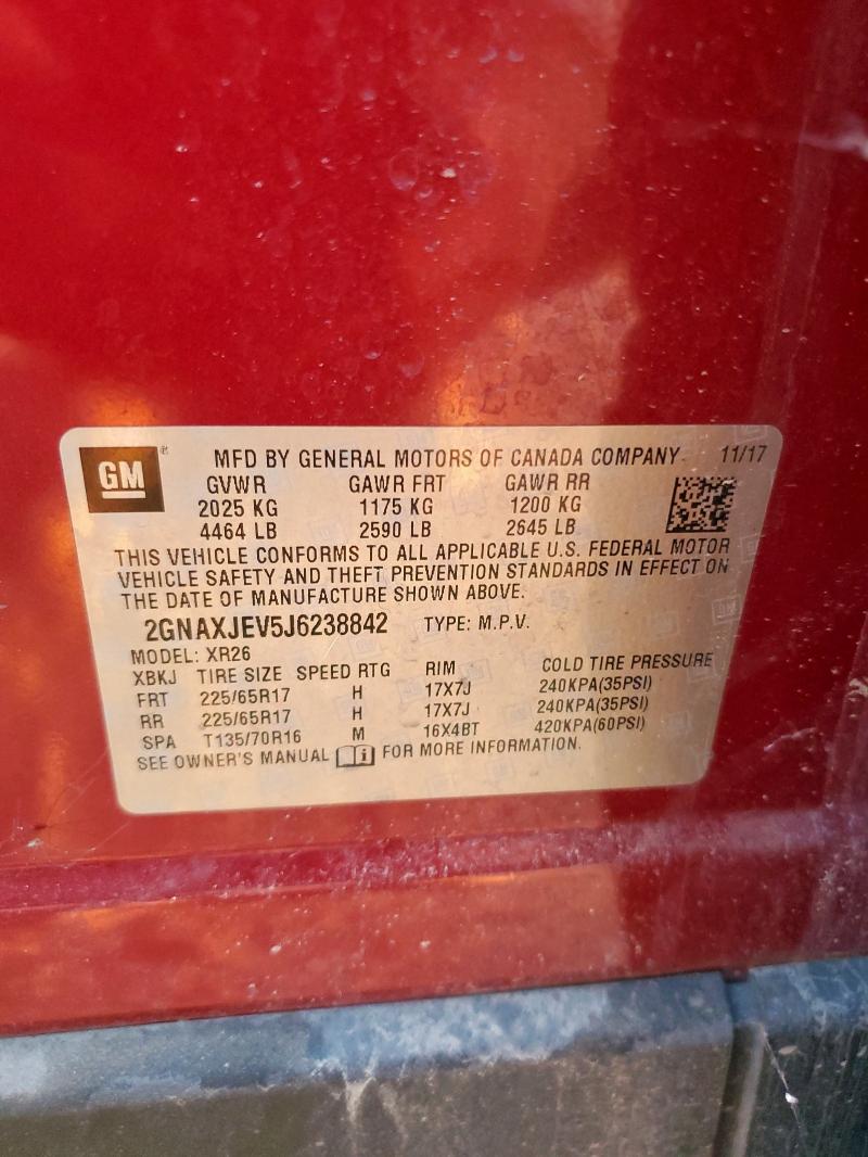 2018 CHEVROLET EQUINOX LT 2GNAXJEV5J6238842