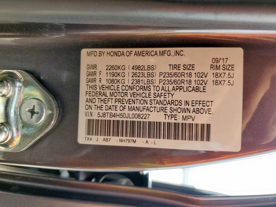 2018 ACURA RDX TECHNO - 5J8TB4H50JL008227