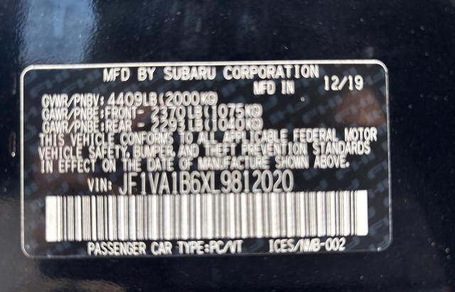 2020 SUBARU WRX PREMIU JF1VA1B6XL9812020